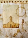 Grunge paper with church card Royalty Free Stock Photo