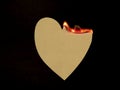 Grunge Paper Heart On Fire