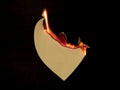 Grunge Paper Heart On Fire Royalty Free Stock Photo