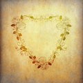 Grunge paper with vintage flower shape as heart