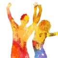 Grunge party people with watercolour design Royalty Free Stock Photo