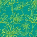 Grunge pattern with flowers - camomiles