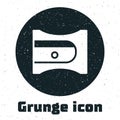 Grunge Pencil sharpener icon isolated on white background. Monochrome vintage drawing. Vector