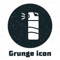 Grunge Pepper spray icon isolated on white background. OC gas. Capsicum self defense aerosol. Monochrome vintage drawing