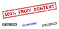 Grunge 100 percent FRUIT CONTENT Scratched Rectangle Stamp Seals Royalty Free Stock Photo