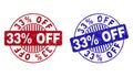 Grunge 33 Percents OFF Scratched Round Stamps Royalty Free Stock Photo