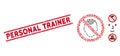 Grunge Personal Trainer Line Stamp with Mosaic No Face Icon Royalty Free Stock Photo