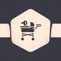 Grunge Pet stroller icon isolated on grey background. Monochrome vintage drawing. Vector Royalty Free Stock Photo