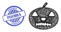 Grunge Phobia Stamp Seal and Hatched Halloween Pumpkin Web Mesh