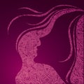 Grunge pink illustration of a girl