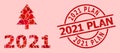 Grunge 2021 Plan Badge And Red Valentine 2021 Fir Tree Collage