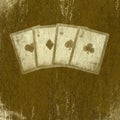 Grunge playing cards. Abstract scratch background.