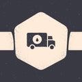 Grunge Plumber service car icon isolated on grey background. Monochrome vintage drawing. Vector Royalty Free Stock Photo