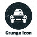 Grunge Police car and police flasher icon isolated on white background. Emergency flashing siren. Monochrome vintage Royalty Free Stock Photo