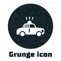 Grunge Police car and police flasher icon isolated on white background. Emergency flashing siren. Monochrome vintage Royalty Free Stock Photo