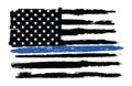 Grunge Police Flag Thin Blue Line Illustration