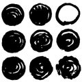 Grunge post stamp set, circles. Round banners, boxes, frames, labels or badges, backgrounds.