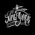 Grunge poster with name of New York, vector