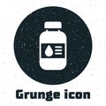 Grunge Printer ink bottle icon isolated on white background. Monochrome vintage drawing. Vector Royalty Free Stock Photo