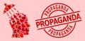 Grunge Propaganda Badge and Red Love Heart Brainwashing Collage