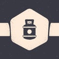 Grunge Propane gas tank icon isolated on grey background. Flammable gas tank icon. Monochrome vintage drawing. Vector