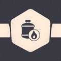 Grunge Propane gas tank icon isolated on grey background. Flammable gas tank icon. Monochrome vintage drawing. Vector