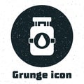 Grunge Propane gas tank icon isolated on white background. Flammable gas tank icon. Monochrome vintage drawing. Vector