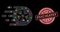 Grunge Psychiatry Stamp and Network Car Wheel with Lightspots