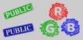 Grunge Public Stamp Imitations and Network RGB Colors Mesh Royalty Free Stock Photo