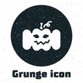 Grunge Pumpkin icon isolated on white background. Happy Halloween party. Monochrome vintage drawing. Vector Royalty Free Stock Photo