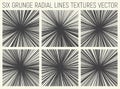 6 Grunge Radial Lines Textures Vector