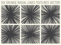 6 Grunge Radial Lines Textures Vector