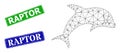 Grunge Raptor Stamp Imitations and Polygonal Mesh Dolphin Icon