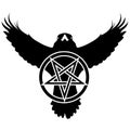 Grunge raven with pentagram Royalty Free Stock Photo