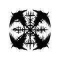 Grunge raven viking vegvisir silhouette