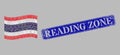 Grunge Reading Zone Badge and Navigation Waving Thailand Flag - Collage with Map Markers