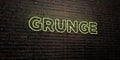 GRUNGE -Realistic Neon Sign on Brick Wall background - 3D rendered royalty free stock image