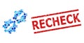 Grunge Recheck Stamp Print and Gear Integration Mosaic of Rounded Dots Royalty Free Stock Photo
