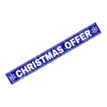 CHRISTMAS OFFER Grunge Rectangle Stamp Seal with Snowflakes Royalty Free Stock Photo