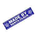MADE BY SANTA CLAUS Grunge Rectangle Stamp Seal with Snowflakes