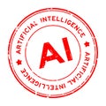 Grunge red AI abbreviation of Artificial intelligence word round rubber seal stamp on white background Royalty Free Stock Photo