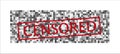 Grunge red black and pixel censored word rubber seal stamp on white background