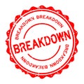 Grunge red breakdown word round rubber stamp on white background Royalty Free Stock Photo