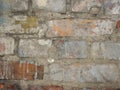 Grunge red brick wall background with copy space. Old Red Brick Wall with Cracked Concrete Background Texture Royalty Free Stock Photo