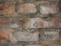 Grunge red brick wall background with copy space. Old Red Brick Wall with Cracked Concrete Background Texture Royalty Free Stock Photo