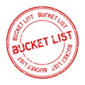 Grunge red bucket list word round rubber business stamp on white background