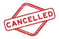 Grunge red cancelled word rubber square stamp on white background