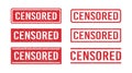Grunge red censored word rubber stamp. Censor control security sign sticker set. Grunge vintage square label. Vector Royalty Free Stock Photo