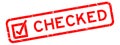 Grunge red checked word with check mark icon square rubber stamp on white background Royalty Free Stock Photo