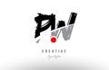 grunge red dot pw p w alphabet letter logo combination design